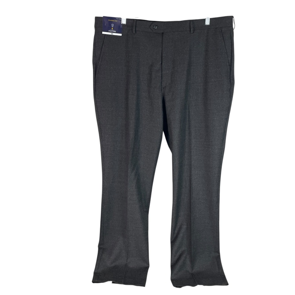 NEW Stafford Mens Classic Fit‎ Dress Pants 40x32 Brown Heather Wool Flat Front